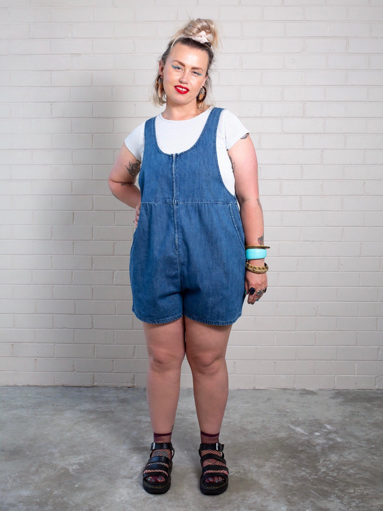 Indigo Blue Denim Playsuit Vintage Inspired Denim Playsuits
