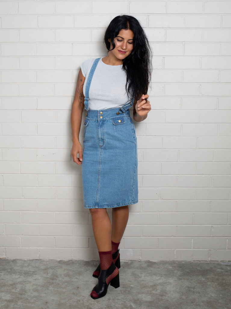 Pinafore sales denim skirt